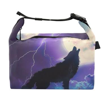 Imagem de TSENQUE Silhouette Lobo Uivando Lua Lancheira para Mulheres Lancheira Portátil Lancheira para Trabalho Animal Floral Bolsa térmica para adultos