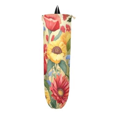 Imagem de Porta-sacos de plástico para pintura de flores, organizador de sacolas de cozinha, organizador de sacolas de plástico