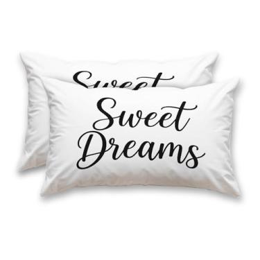 Imagem de HOMETITUTE Capas de almofada decorativas pacote com 2 fronhas de cetim 30,5 x 50,8 cm arte Sweet Dreams para sofá sofá sala de estar fazenda decorações de férias