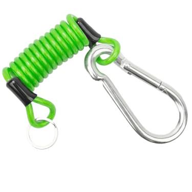 Imagem de Cabo de reboque Breakaway 1,2 m verde – Fio de segurança enrolado com mola de aço inoxidável resistente com pino, cabo de freio de emergência para trailer, trailer, utilitário, cavalo e acessórios de