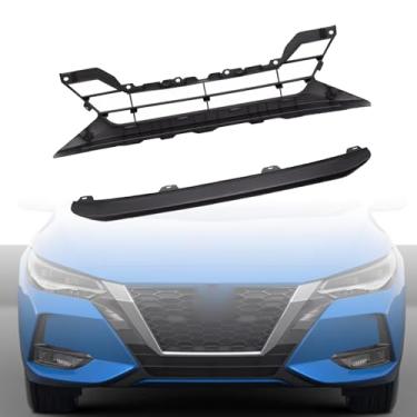 Imagem de GXARTS 2 peças de molde de acabamento dianteiro de para-choque preto e grade inferior 62254-6LB0A compatível com Nissan Sentra 2020-2023