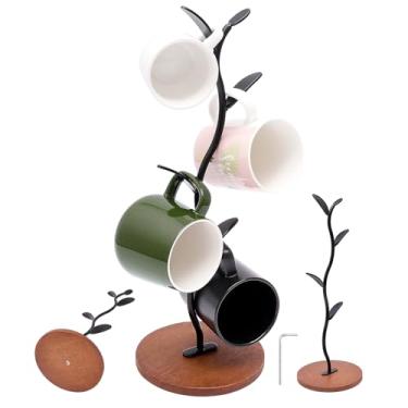 Imagem de Tcwhniev Árvore de caneca, suporte de canecas de café, árvore para balcão, xícaras de chá, suporte de armazenamento, bancada, acessórios de café, decoração de sala de descanso e organizador de cozinha