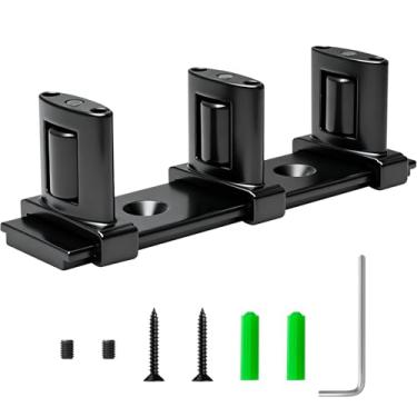 Imagem de Guia de piso de porta de armário lateral, guia de piso de porta de desvio duplo, atualização de design ajustável de 3 rolos inclui kit de instalação (1 pacote)