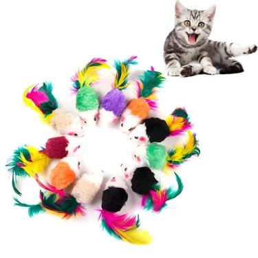 Imagem de Brinquedos De Gato Em Forma De Rato De Pelúcia Coloridos Para Filhotes