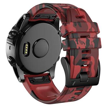 Imagem de EZZON Pulseira esportiva de silicone camuflada de 22 26 mm para Garmin Fenix 7 7X 5 5X Plus 6 6X Pro 3 3HR MK1 Pulseira de relógio Smartwatch Belt (Cor: Vermelho, Tamanho: 26 mm Descent Mk1MK2)