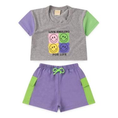 Imagem de Conjunto Verão Menina Mescla Cropped E Shorts Com Lapela Live Smiling 