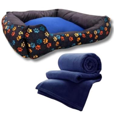 Imagem de Caminha Pet com Almofada Confortável e Durável – Cama para Cachorro e Gato Pequeno e Médio Porte, Fácil de Limpar(CAMA MÉDIA COM MANTA AZUL)