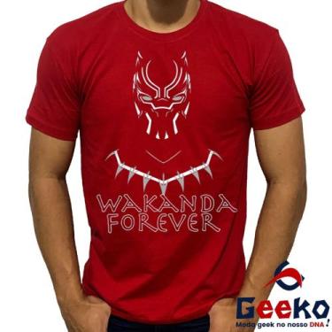Imagem de Camiseta Wakanda Forever 100% Algodão Pantera Negra Geeko, Vermelho go
