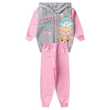 Imagem de Conjunto Infantil Feminino Inverno 1 a 3 Anos  Moletom Peluciado com C