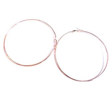 Imagem de Brincos de argola de ouro rosa grande banhado a ouro 10 cm brincos de argola