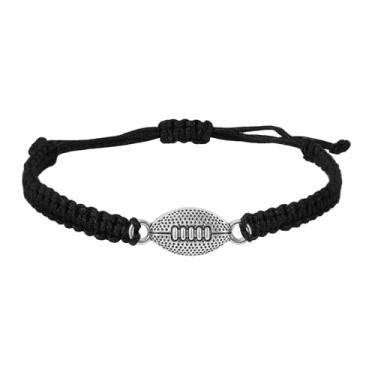 Imagem de Pulseira de Futebol, Pulseira de Rugby Trançada Ajustável e Moderna Acessório Joias com Tema Esportivo Adequada para Mulheres Homens e Jogadores Time