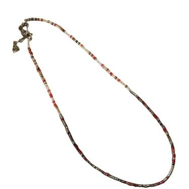 Imagem de TINCOLIA Colar colorido feito à mão com contas étnicas, gargantilha, corrente boêmia com joias