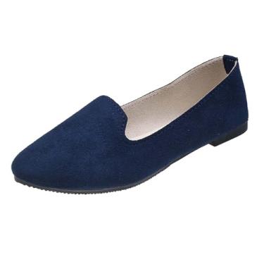 Imagem de Tênis feminino moderno casual primavera e verão em cores doces como sapatos de trabalho versáteis com opções de tamanho grande para uso externo e interno, Azul-royal escuro, 35