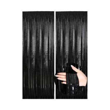 Imagem de Cortina De Franjas De Alumínio Brilhante 2 Peças 2m Decoração De Fundo