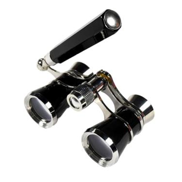 Imagem de HQRP Binóculos de ópera de teatro de 3 x 25, cor preta elegante com acabamento prateado, alça extensível integrada, ótica transparente (CCO), para adultos, crianças, mulheres, em eventos esportivos de
