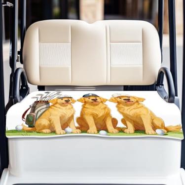 Imagem de ORIGACH Capas de assento de carrinho de golfe universais para a maioria dos carrinhos de 2 lugares, cães fofos brincando de patins de golfe, toalha de assento para manter o assento fresco e