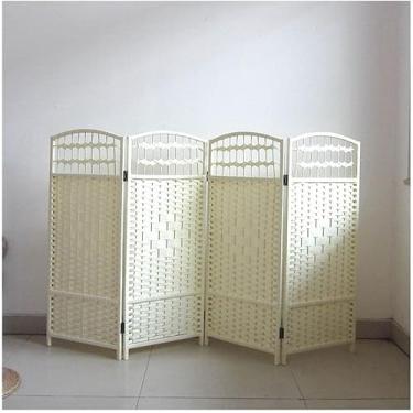 Imagem de Divisor De Tela De Berçário De Vime, Cerca De área Dobrável Telas Decorativas Infantis Canto De área Móvel Divisória De Tela Pequena, Beige-4 Panel, 80 * 160Cm