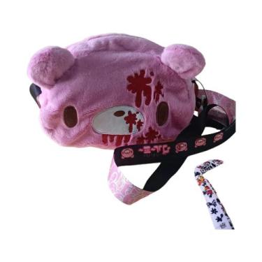 Imagem de Bolsa Transversal De Pelúcia Rosa Com Desenho De Urso Fofo Para Menina