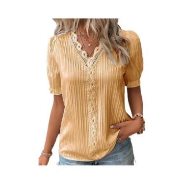 Imagem de Blusa Feminina plus Size Com Decote Em V E Mangas Vazadas, Verão, Sexy