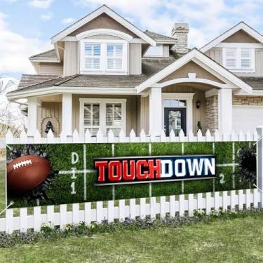 Imagem de BlissYard Faixa de futebol Touchdown 395 x 50 cm cenário de parede para dia de jogo esportivo para festa em casa cerca de evento fã celebração decoração interior exterior banners de evento de férias