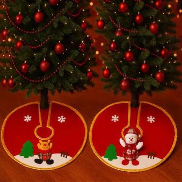 Imagem de Saias Pelúcidas Tapete Base Árvore Natal Neve Rena Kit 2pçs - Genérico