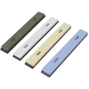 Imagem de YOUTHINK Conjunto de Pedra de Amolar de Pedra de Amolar de 4 Lados, Grão 120 320 600 1500, Fácil Lubrificação Com água, Afiador de Faca de Corindo Branco Durável para Facas de Cozinha e
