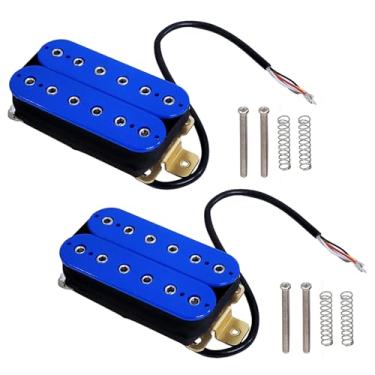 Imagem de 4 peças 6 cordas guitarra elétrica baixo parafuso sextavado captadores Humbucker Dual in Line conjunto ajustável (azul)