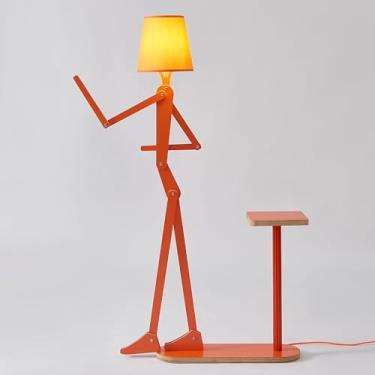 Imagem de HROOME Luminária de chão exclusiva de madeira, armazenamento de mesa de chá para sala de estar, quarto, cabeceira de crianças, leitura de canto, braço oscilante, luz de pé para casa, escritório, casa