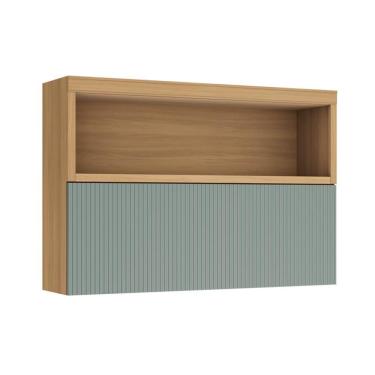 Imagem de Armário Aéreo Marquesa 100% MDF 1 Porta Verde e Nature 120 cm