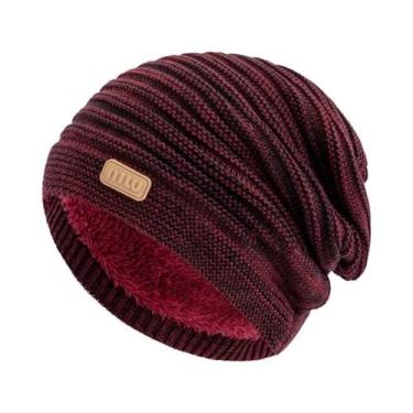 Imagem de Gorro De Inverno Unissex Com Listras E Forro De Pelúcia, Chapéu Tricot