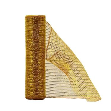 Imagem de Tela Decorativa Fita Malha Tule Dourado Natal 25cm X 5 Metros - Magizi