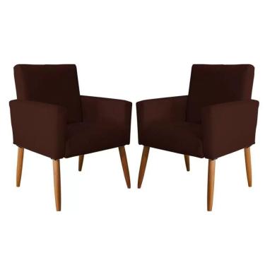 Imagem de Kit 2 Poltronas Nina Sala De Estar Luxo Suede Marrom