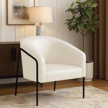 Imagem de Poltrona Sala Industrial Alta Preto Stella Sintético Pu D03 - D'rossi Bege