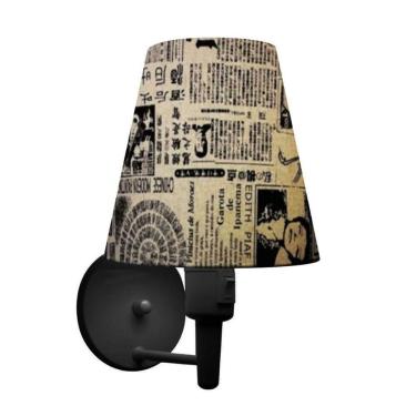 Imagem de Lustre Pendente Quadrado Vivare Md-4075 Cúpula Em Tecido 30/50x50cm - Bivolt Preto-ny-jornal 110v/220v