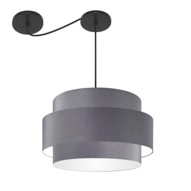Imagem de Lustre Sala De Jantar Com Desvio Vivare Md-4399 Cúpula Em Tecido 50cm Cinza-escuro 127/220v