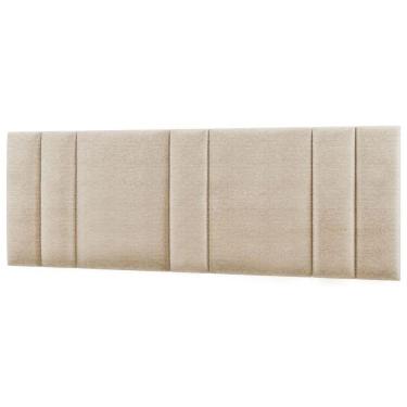 Imagem de Cabeceira Estofada Iluminação Led Cama Casal King Size 200 Cm Cor:linho Bege