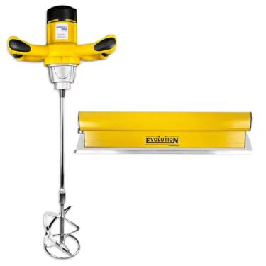 Imagem de Desempenadeira 60cm Berox Evolution + Misturador Elétrico 1600w 127v Menegotti P/Tinta, Massa Corrida, Argamassa, Kit Profissional Pedreiro Pintor