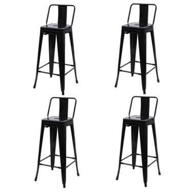 Imagem de Kit 4 Banquetas Altas com Encosto Tolix Iron Preto - Cadeiras INC, Pre