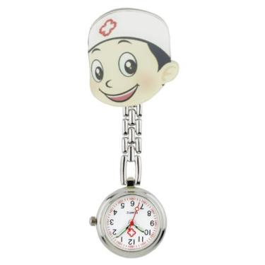 Imagem de Relógio De Lapela Funcional Enfermagem Aço Inox Corrente - Memory Watc
