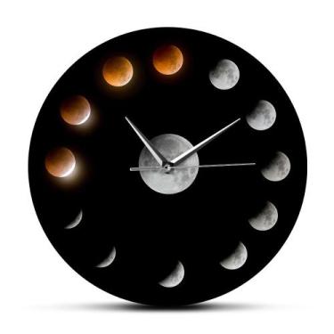Imagem de Relógio de parede Moon Phases Silent Non-Ticking 30x30cm de plástico -