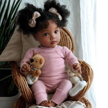 Imagem de Boneca Reborn BABESIDE Daisy Black Girl 50 cm com roupas