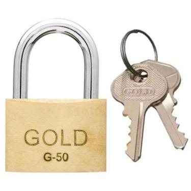 Imagem de Cadeado de Latão Classico Dourado 50mm 2 Chaves Yale Cc050007 Gold