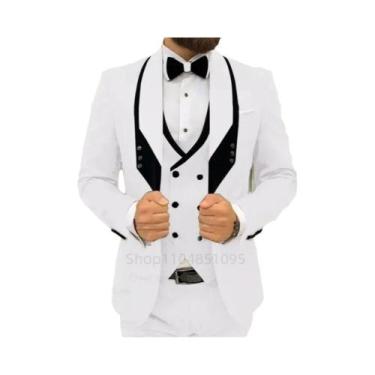 Imagem de Terno Formal Masculino Azul Royal Para Casamento Com Colete E Calça, L