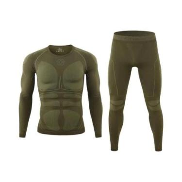 Imagem de Roupa Térmica Tática Sem Costura Para Homens 3XL, Respirável, Ajustada