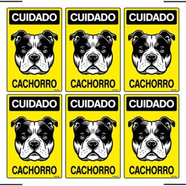 Imagem de Combo 6 Placas De Sinalização Cuidado Cachorro 20x30 Ekomunike - P-6/1