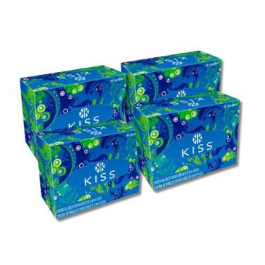 Imagem de Lenço De Papel Kiss Folha Dupla 4 Caixas 100 Em Cada, Branco