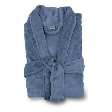 Imagem de Roupão Appel Plush Flannel Estampado Toque Macio Cor:Azul DenimTamanho