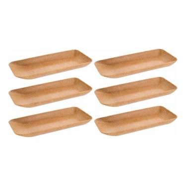 Imagem de Kit 6 Un Travessa Retangular P/ Petiscos Petisqueira Imbuia Imbuia