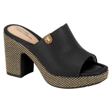 Imagem de Tamanco Mule Feminino Modare Salto Alto Bloco Meia Pata, Preto, 38
