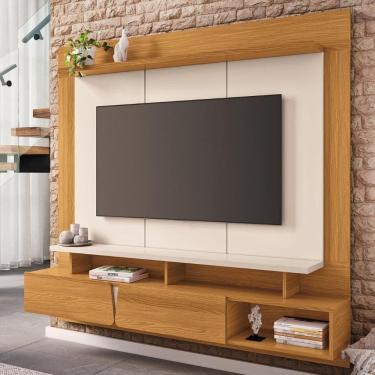 Imagem de Painel Tv 65 Pol 160cm Bancada Suspensa Zenith Cinamomo/off - Hb Móveis